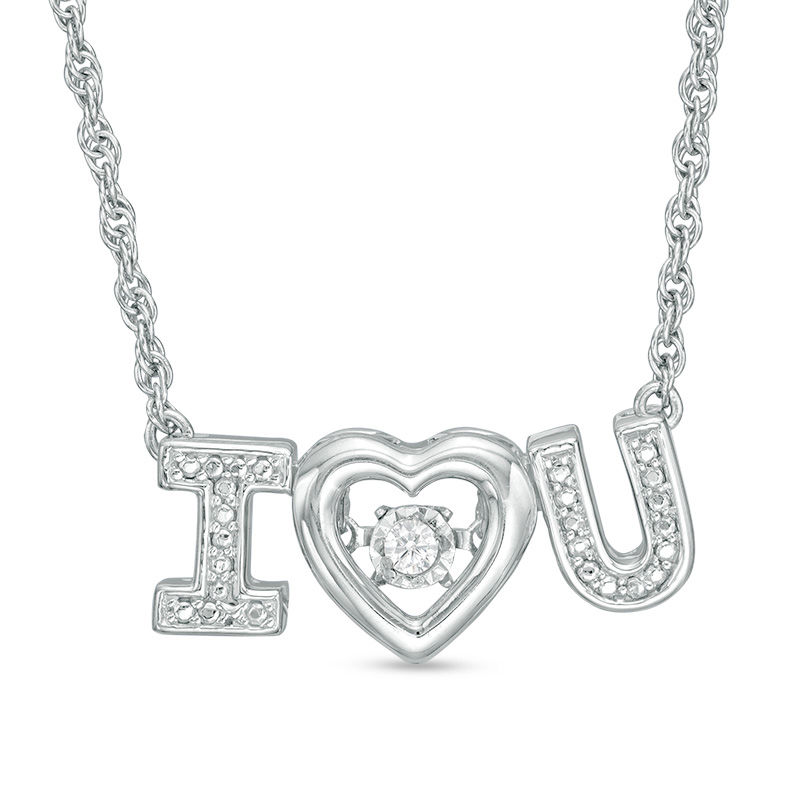 Unstoppable Love™ Diamond Accent "I Heart U" Necklace in Sterling Silver|Peoples Jewellers