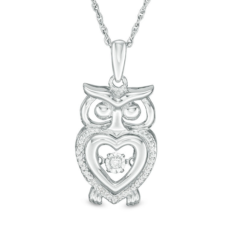 Unstoppable Love™ Diamond Accent Heart Owl Pendant in Sterling Silver