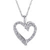 Thumbnail Image 1 of 0.10 CT. T.W. Diamond Swirl Heart Pendant in 10K White Gold - 17"