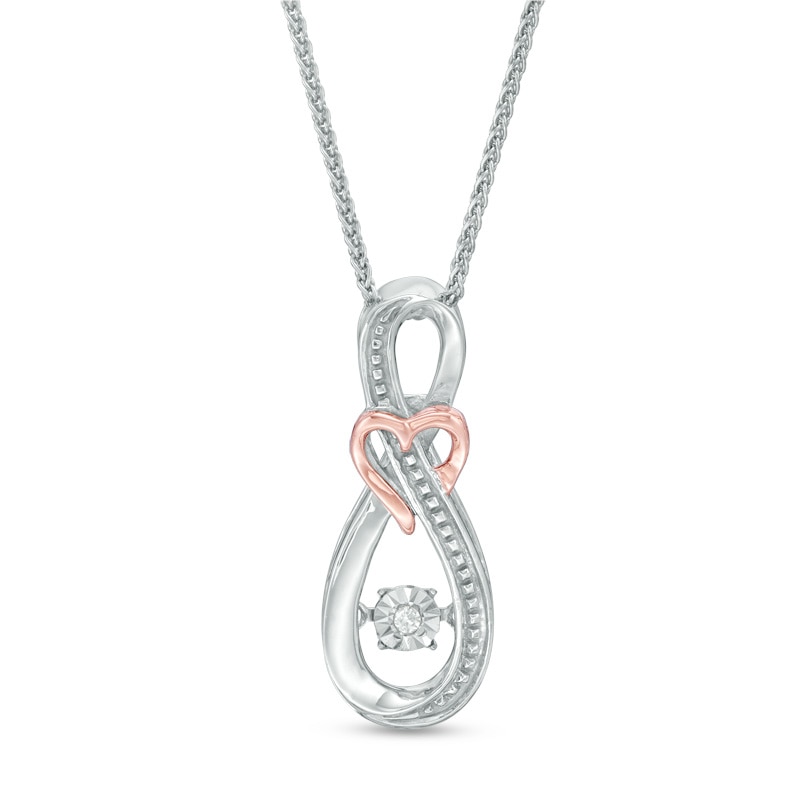 Unstoppable Love™ Diamond Accent Infinity with Heart Bolo Necklace in Sterling Silver and 10K Rose Gold - 30"
