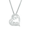 Thumbnail Image 1 of Unstoppable Love™ 0.09 CT. T.W. Diamond Tilted Heart with "Love" Bolo Necklace in Sterling Silver - 30"