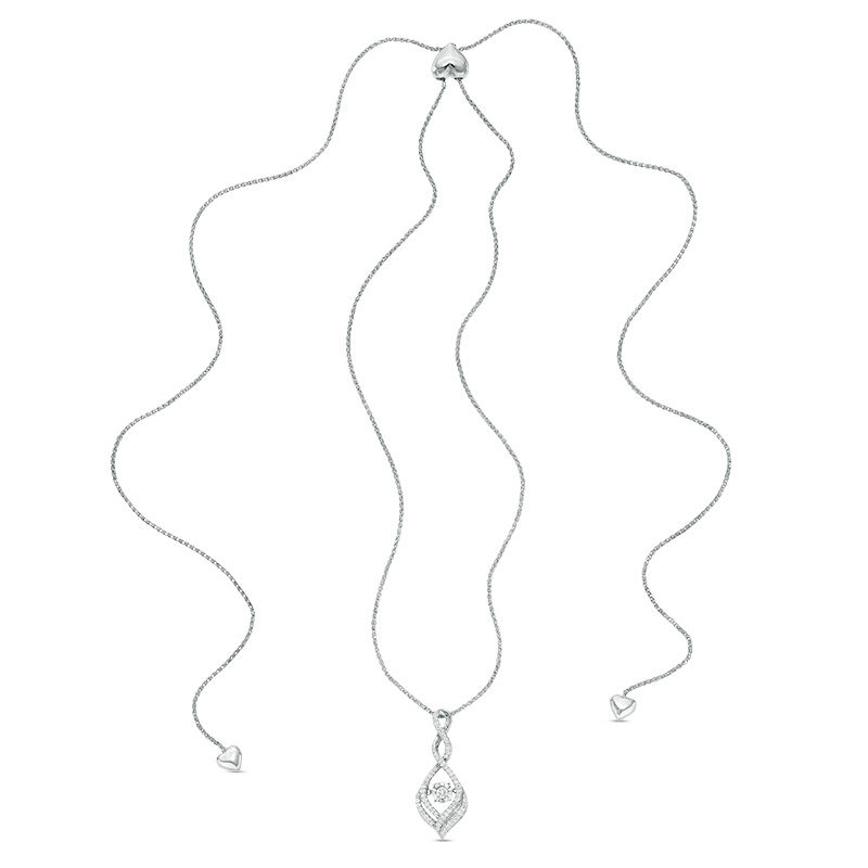 Unstoppable Love™ 0.23 CT. T.W. Diamond Cascading Infinity Drop Bolo Necklace in Sterling Silver - 30"