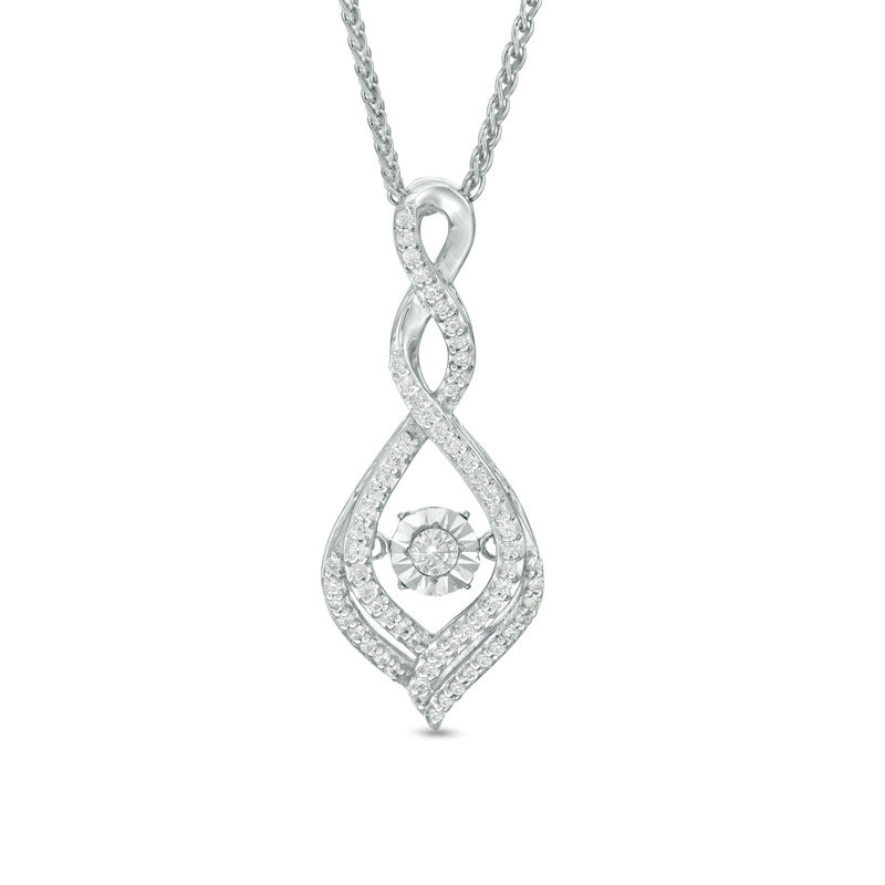 Unstoppable Love™ 0.23 CT. T.W. Diamond Cascading Infinity Drop Bolo Necklace in Sterling Silver - 30"