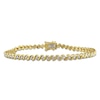 Thumbnail Image 2 of 0.49 CT. T.W. Diamond "S"-Curve Tennis Bracelet in Sterling Silver with Yellow Rhodium - 7.5"