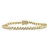 Thumbnail Image 1 of 0.49 CT. T.W. Diamond "S"-Curve Tennis Bracelet in Sterling Silver with Yellow Rhodium - 7.5"