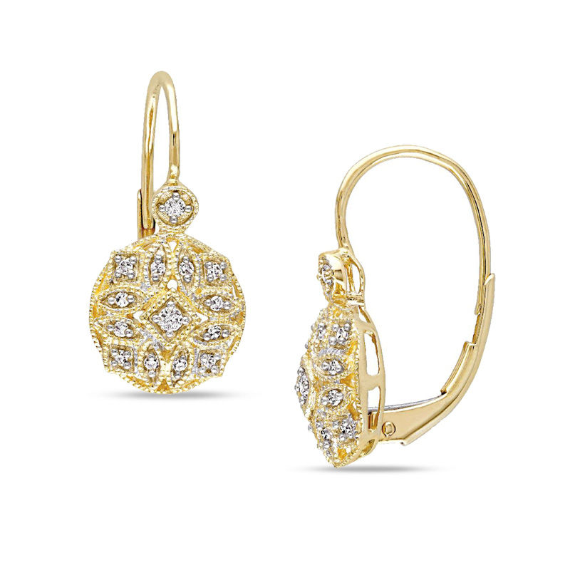 0.13 CT. T.W. Diamond Vintage-Style Drop Earrings in 14K Gold|Peoples Jewellers