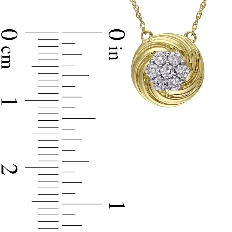 0.24 CT. T.W. Composite Diamond Swirl Frame Necklace in 10K Gold - 17"