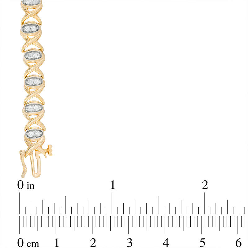 Main Image 2 of 0.83 CT. T.W. Diamond "XO" Bracelet in 10K Gold