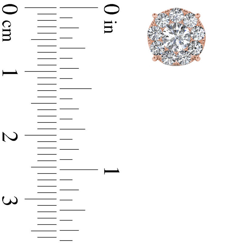 Main Image 2 of 1.20 CT. T.W. Diamond Frame Stud Earrings in 10K Rose Gold
