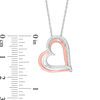 0.11 CT. T.W. Diamond Tilted Overlay Double Heart Pendant in Sterling Silver and 10K Rose Gold
