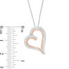 0.18 CT. T.W. Diamond Tilted Heart Pendant in Sterling Silver and 10K Rose Gold