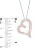 Thumbnail Image 1 of 0.18 CT. T.W. Diamond Tilted Heart Pendant in Sterling Silver and 10K Rose Gold