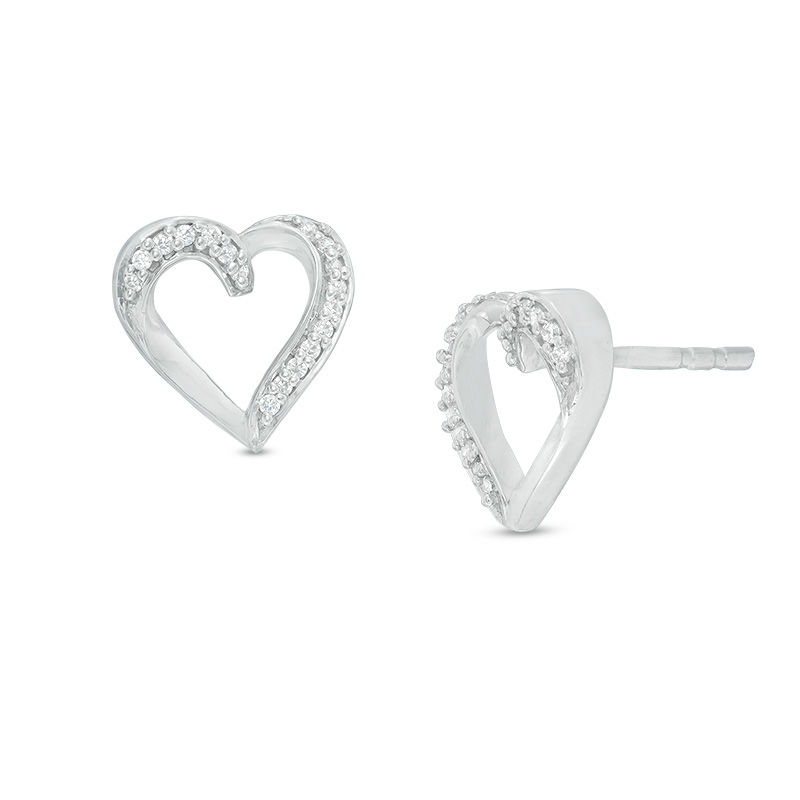 0.09 CT. T.W. Diamond Swirl Heart Stud Earrings in Sterling Silver|Peoples Jewellers