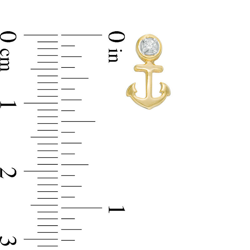 Main Image 2 of Diamond Accent Anchor Stud Earrings in 10K Gold