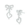 Thumbnail Image 0 of 0.18 CT. T.W. Diamond Bow and Heart Drop Earrings in Sterling Silver