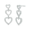 Thumbnail Image 0 of 0.37 CT. T.W. Diamond Triple Heart Drop Earrings in Sterling Silver