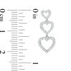 Thumbnail Image 1 of 0.37 CT. T.W. Diamond Triple Heart Drop Earrings in Sterling Silver