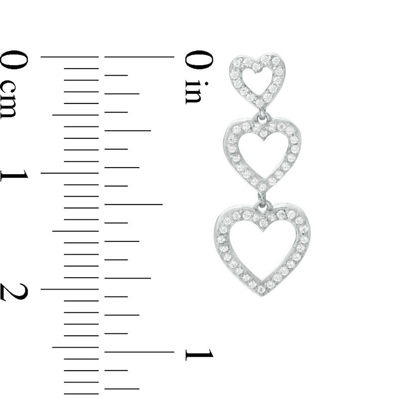 0.37 CT. T.W. Diamond Triple Heart Drop Earrings in Sterling Silver|Peoples Jewellers