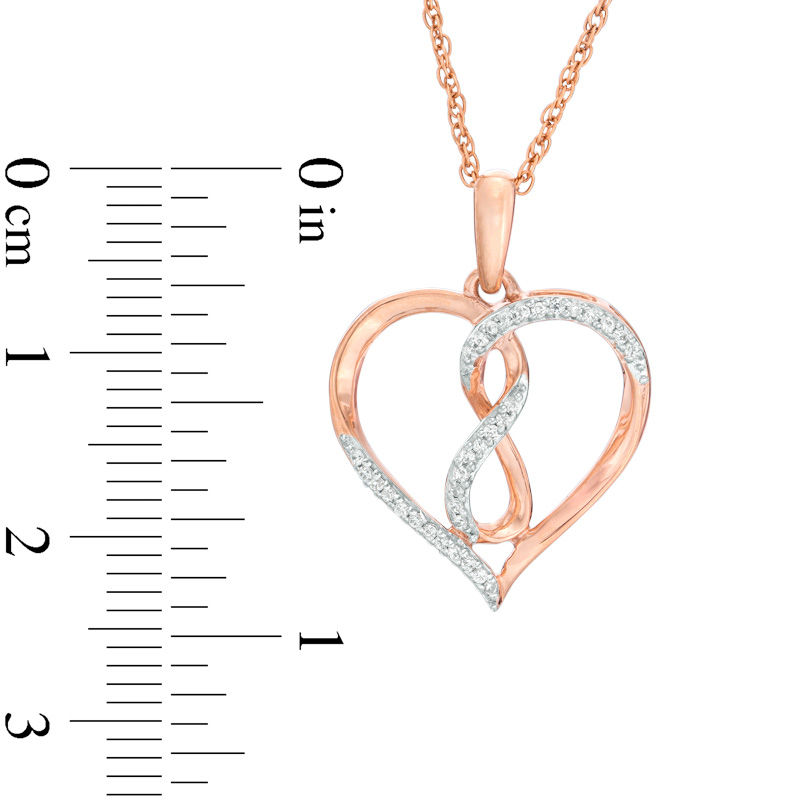 0.09 CT. T.W. Diamond Heart with Infinity Pendant in 10K Rose Gold