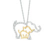 Thumbnail Image 0 of Diamond Accent Elephant and Calf Pendant in Sterling Silver and 10K Gold