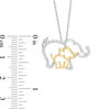 Diamond Accent Elephant and Calf Pendant in Sterling Silver and 10K Gold