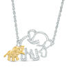 Thumbnail Image 1 of 0.09 CT. T.W. Diamond Elephant and Calf Necklace in Sterling Silver and 10K Gold