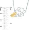 Thumbnail Image 1 of 0.09 CT. T.W. Diamond Elephant and Calf Necklace in Sterling Silver and 10K Gold