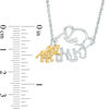 Thumbnail Image 2 of 0.09 CT. T.W. Diamond Elephant and Calf Necklace in Sterling Silver and 10K Gold