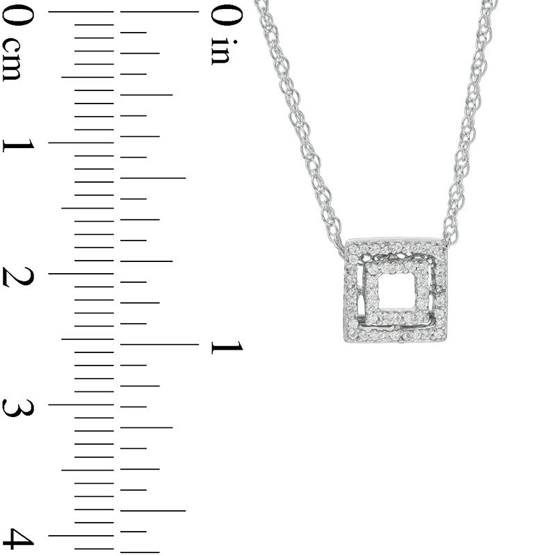 0.09 CT. T.W. Diamond Double Square Pendant in Sterling Silver