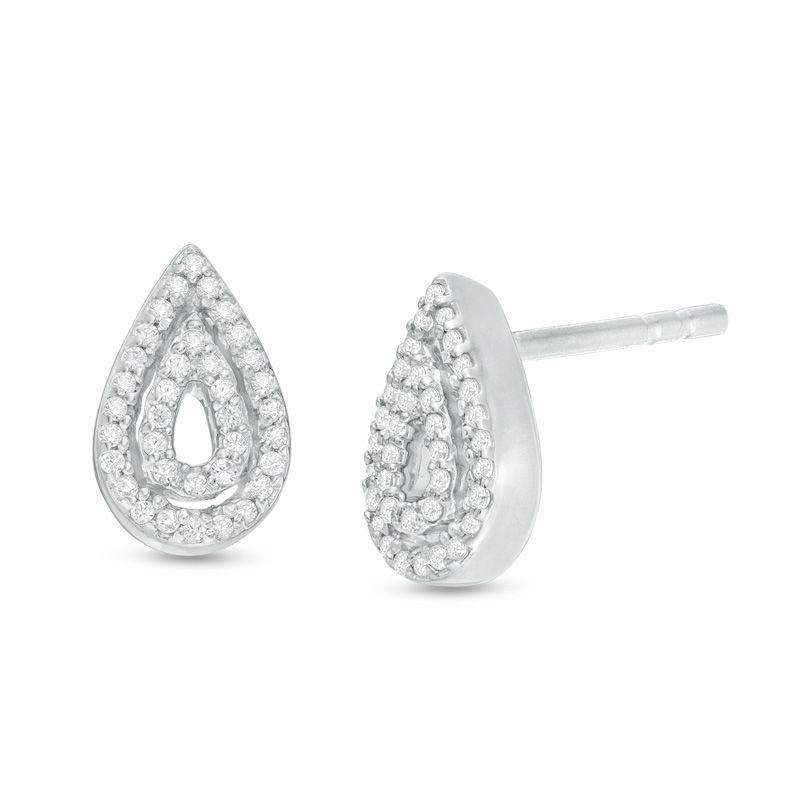 0.15 CT. T.W. Diamond Double Teardrop Stud Earrings in Sterling Silver