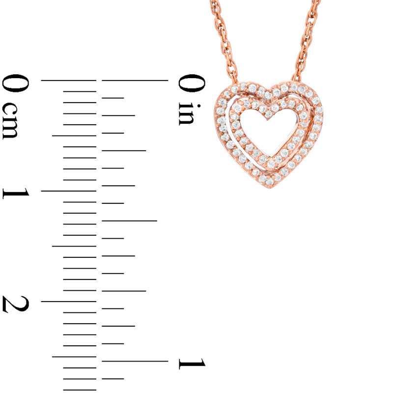 0.11 CT. T.W. Diamond Double Heart Pendant in 10K Rose Gold