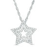 0.11 CT. T.W. Diamond Double Star Pendant in Sterling Silver