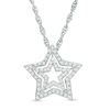 Thumbnail Image 1 of 0.11 CT. T.W. Diamond Double Star Pendant in Sterling Silver