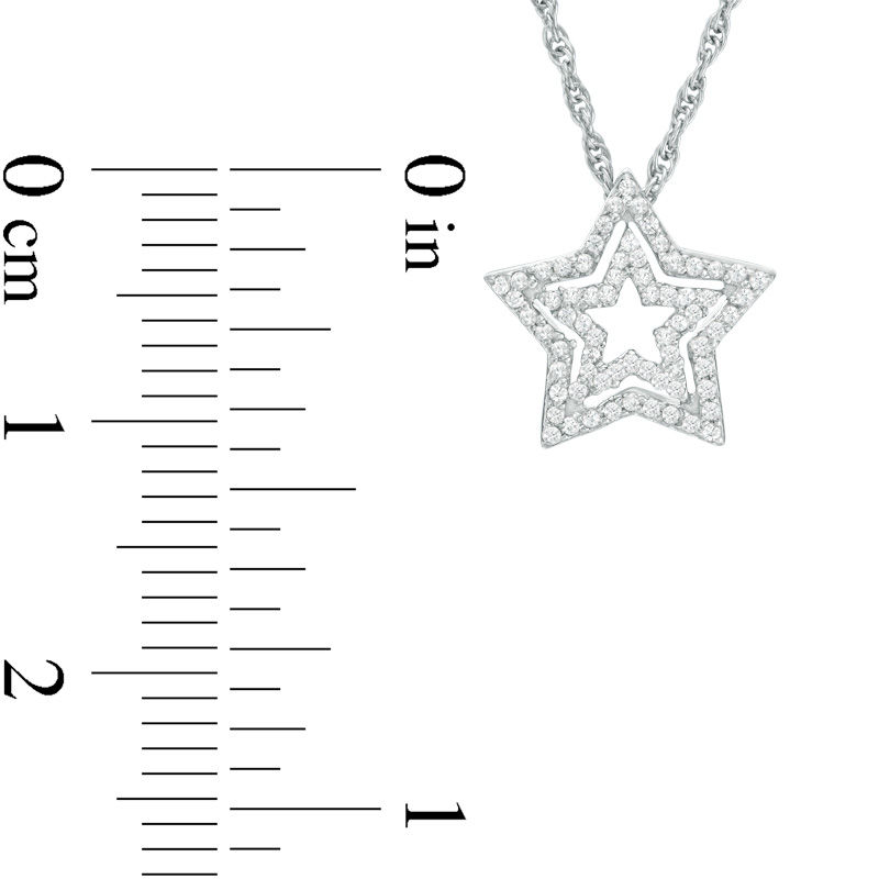 0.11 CT. T.W. Diamond Double Star Pendant in Sterling Silver