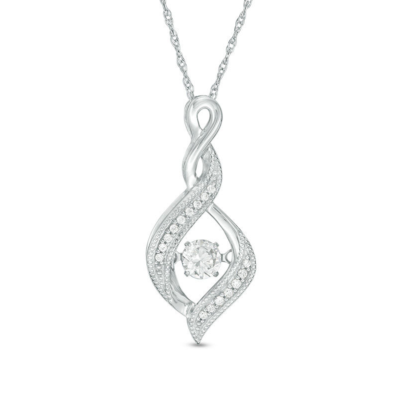 Unstoppable Love™ 0.23 CT. T.W. Diamond Flame-Shaped Vintage-Style Pendant in 10K White Gold