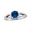 Thumbnail Image 1 of 6.5mm Blue Sapphire and 0.24 CT. T.W. Diamond Split Shank Ring in 10K White Gold