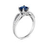 Thumbnail Image 1 of 6.5mm Blue Sapphire and 0.24 CT. T.W. Diamond Split Shank Ring in 10K White Gold