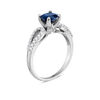 Thumbnail Image 2 of 6.5mm Blue Sapphire and 0.24 CT. T.W. Diamond Split Shank Ring in 10K White Gold