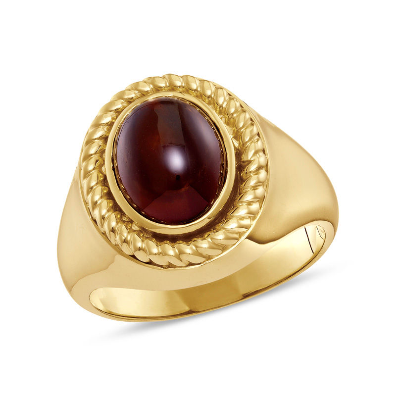 Oval Garnet Rope Frame Ring in 10K Gold|Peoples Jewellers