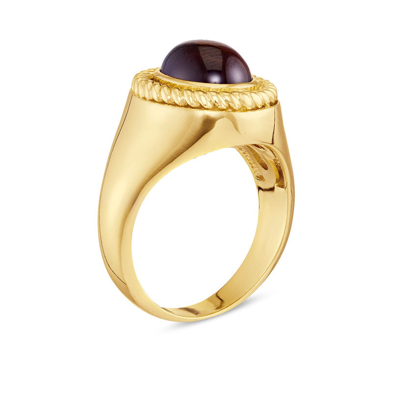 Oval Garnet Rope Frame Ring in 10K Gold