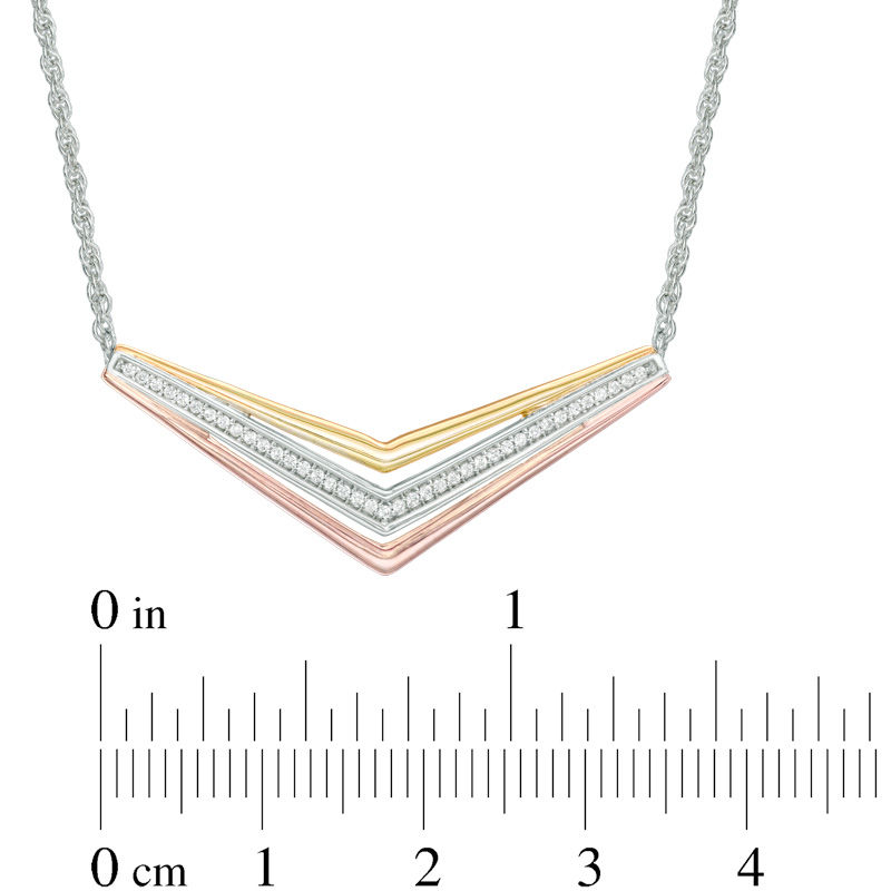 0.15 CT. T.W. Diamond Chevron Necklace in Sterling Silver and 10K Two-Tone Gold
