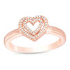 Thumbnail Image 1 of 0.09 CT. T.W. Diamond Double Heart Ring in 10K Rose Gold
