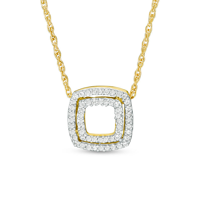 0.09 CT. T.W. Diamond Double Square Pendant in 10K Gold|Peoples Jewellers