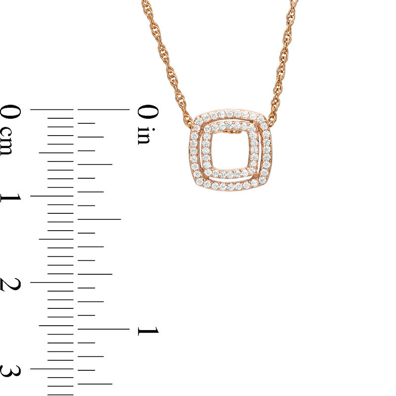 0.09 CT. T.W. Diamond Double Square Pendant in 10K Rose Gold