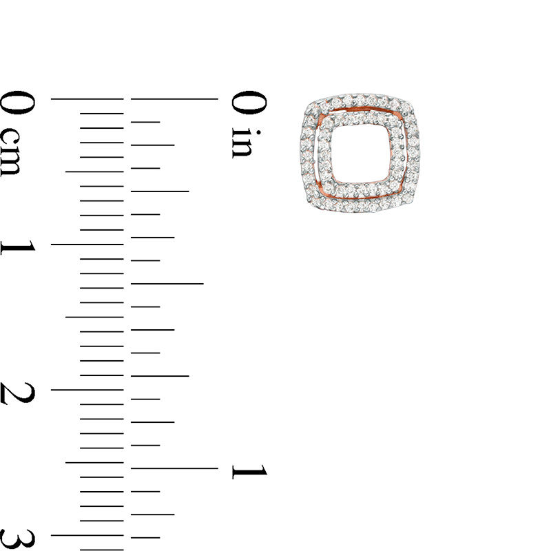 Main Image 2 of 0.18 CT. T.W. Diamond Double Square Stud Earrings in 10K Rose Gold