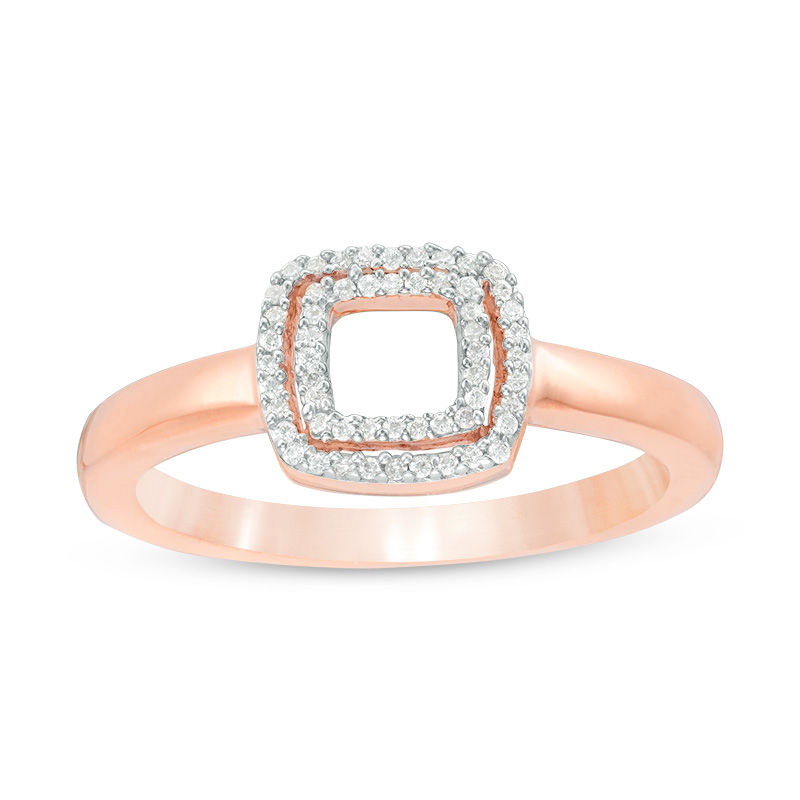 Main Image 1 of 0.09 CT. T.W. Diamond Double Square Ring in 10K Rose Gold