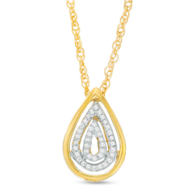 Main Image 1 of Diamond Accent Triple Teardrop Pendant in 10K Gold