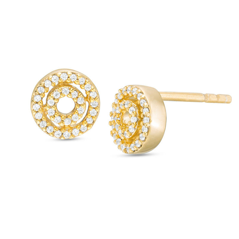 0.10 CT. T.W. Diamond Double Circle Stud Earrings in 10K Gold