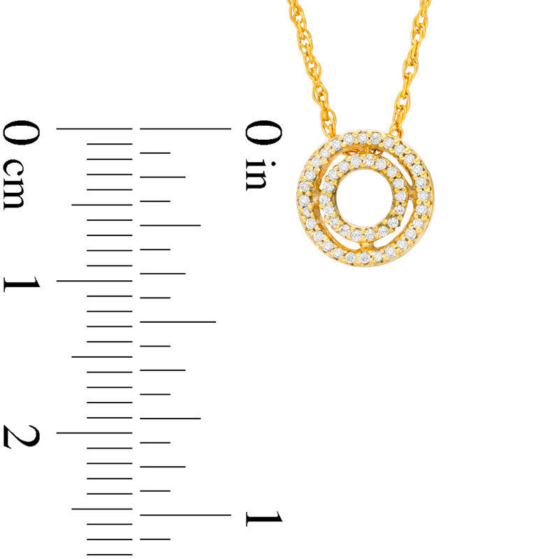 Diamond Accent Double Circle Pendant in 10K Gold