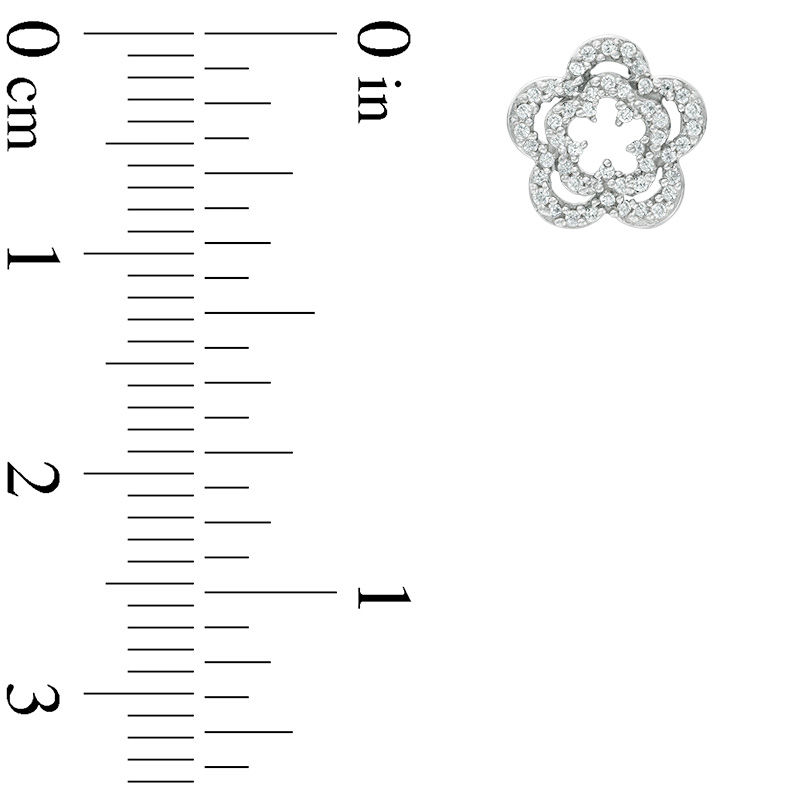 Main Image 2 of 0.18 CT. T.W. Diamond Double Flower Stud Earrings in Sterling Silver